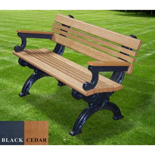 Picture of Cambridge 4' Backed Plastic Bench with arms