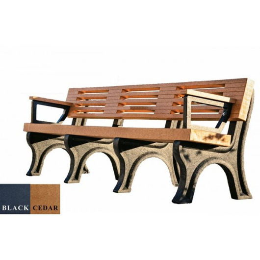 Picture of Elite 8' Backed Plastic Bench With arms